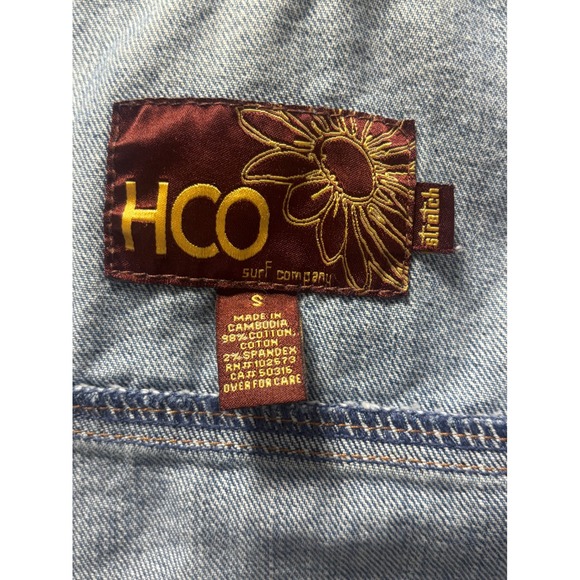 Hollister Womens Blue Denim Trucker Jacket Light Wash Floral Pocket Lining Small - Picture 9 of 10